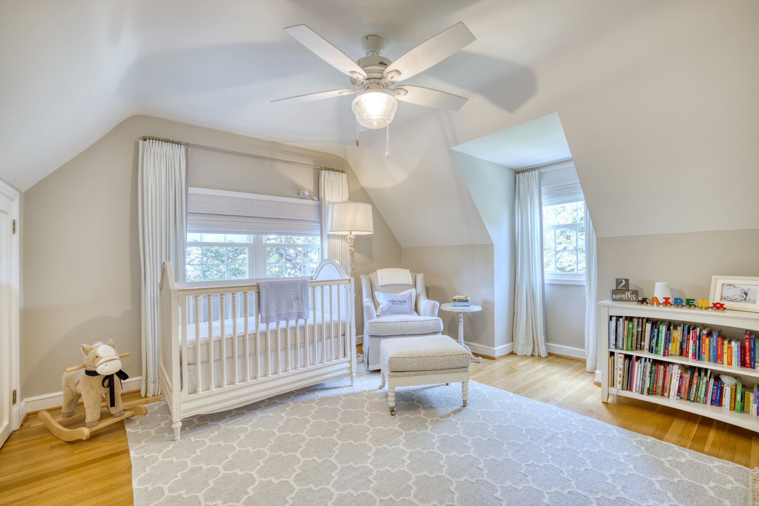 Interior professional photo of nursery room of 1946 Cape Cod home in Alexandria, VA with neutral staging