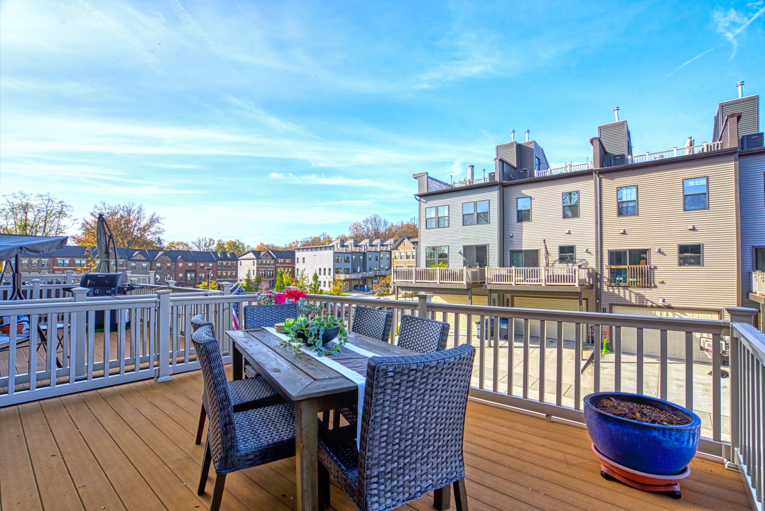 Professional exterior photo of 3165 Virginia Bluebell Ct, Fairfax - showing the rear deck and part of the view