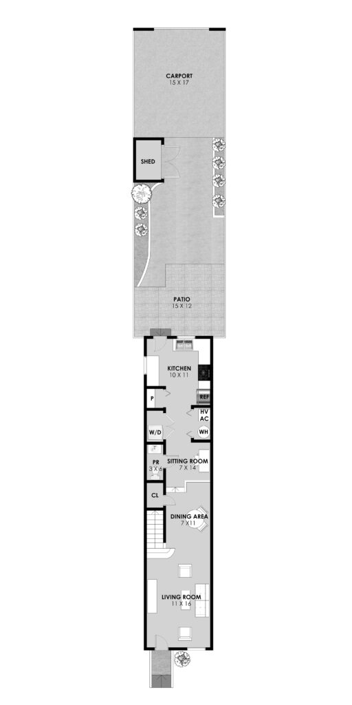 High-detail professional floor plan of 1313 K Street SE - the main level only.