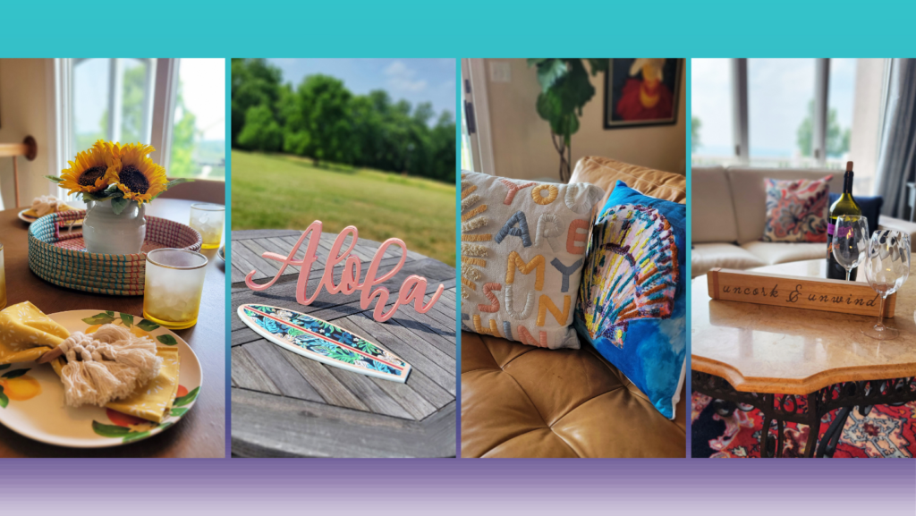 promotional graphic for Sky Blue Media's Summer Vibes promo service: Showing variety of home staging props